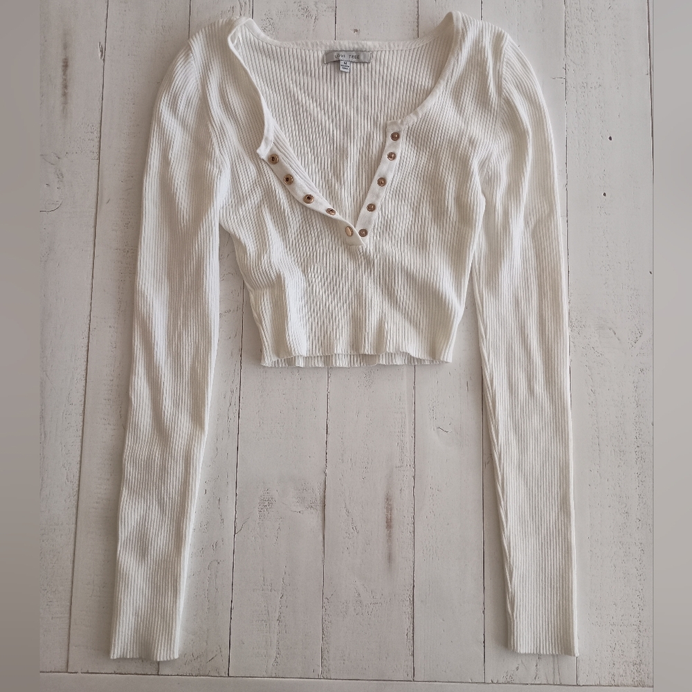 V-Neck white crop top